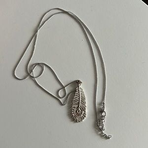 Anthropologie Silver Feather Necklace